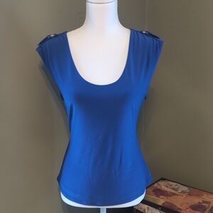 White House Black Market Blue Scoop Neck Fitted Tank